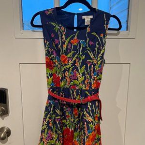 Esley Floral Belted Dress, Size L, Modcloth